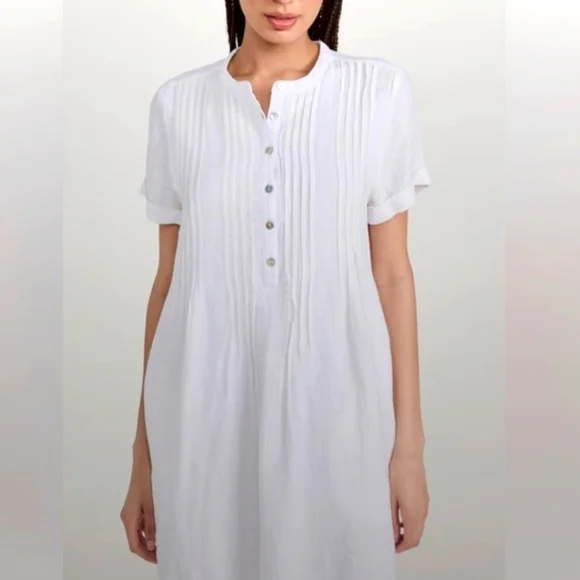 Faherty | Dresses | Faherty White Linen Mini Dress Nwt Gauzy Lagen Look  Coastal Large Gemina | Poshmark